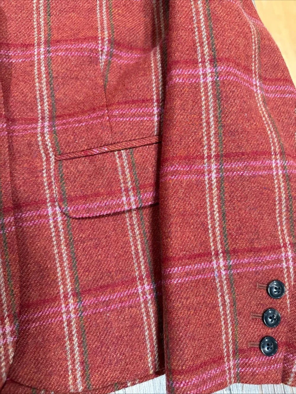 Talbots 16W Petite Wool Plaid Blazer Jacket Grannycore Professorcore Orange